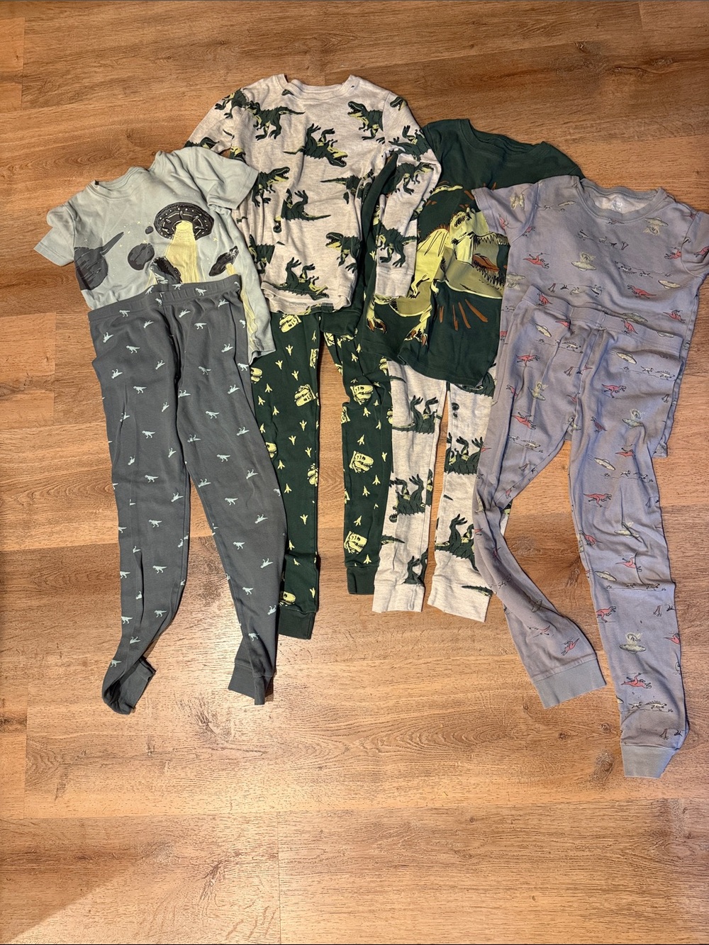 Carter’s Kids Pajama Set, Dinosaur & Space Patterns - Green, Gray, Blue